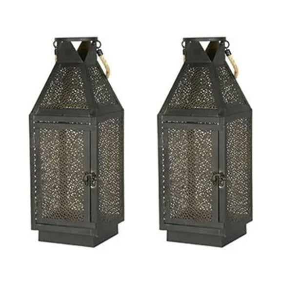 Four Seasons Courtyard 16 Inch Battery Powered Filigree Lantern, 2 Pack
