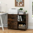 thumbnail image 2 of File Cabinet, Mobile Filing Cabinet w/Universal Wheels & 3 Drawers, Wood Printer Stand with Storage, Rolling File Cabinets for Home Office, Living Room, Bedroom (Rustic Brown, 3 Drawers), 2 of 18