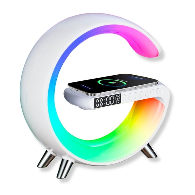 Lámpara LED RGB Smart LUXVI con Cargador Inalámbrico en Forma de G y Despertador