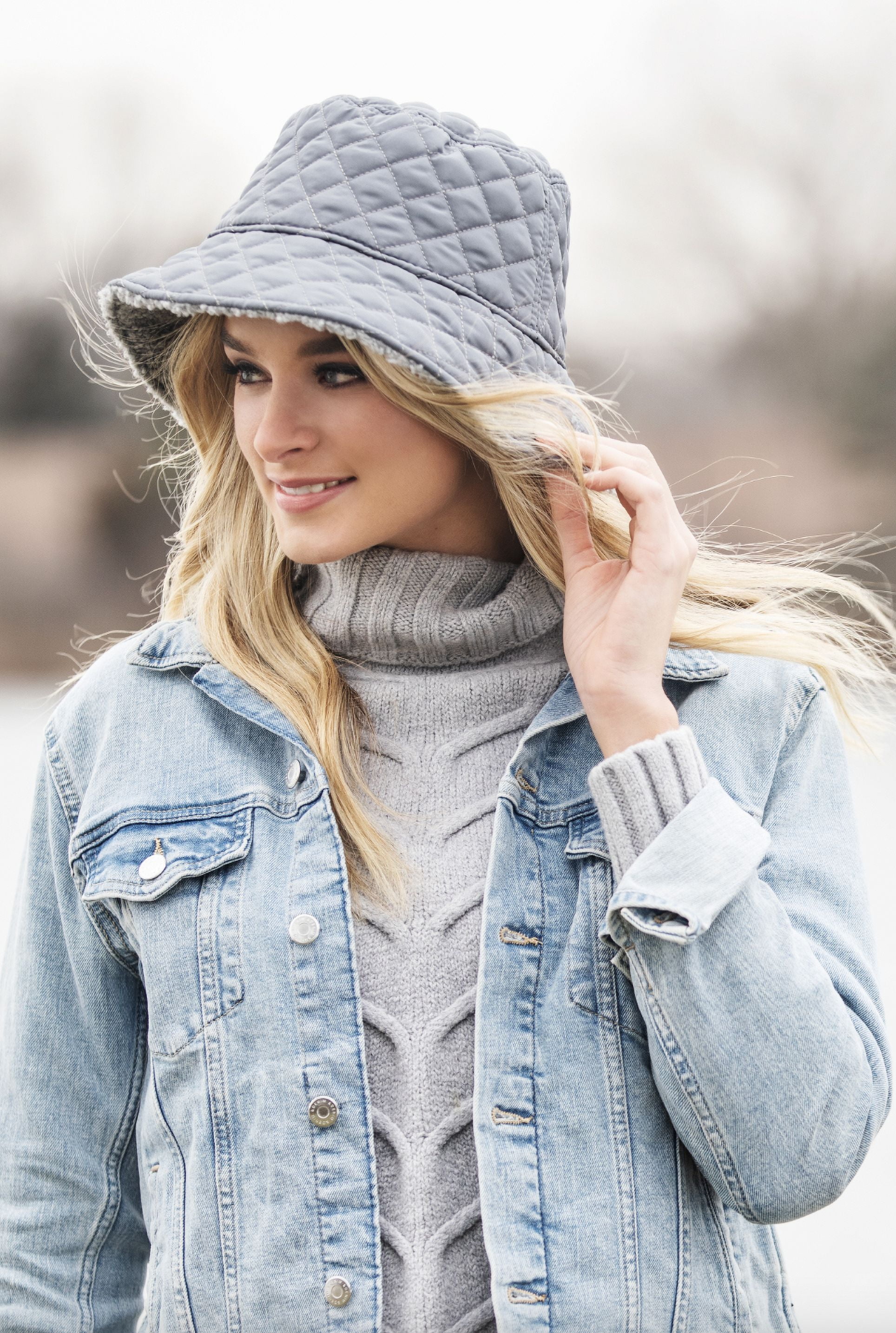 Britt’s Knits Apres Ski Reversible Faux Shearling Bucket Hat - Gray (Women's)