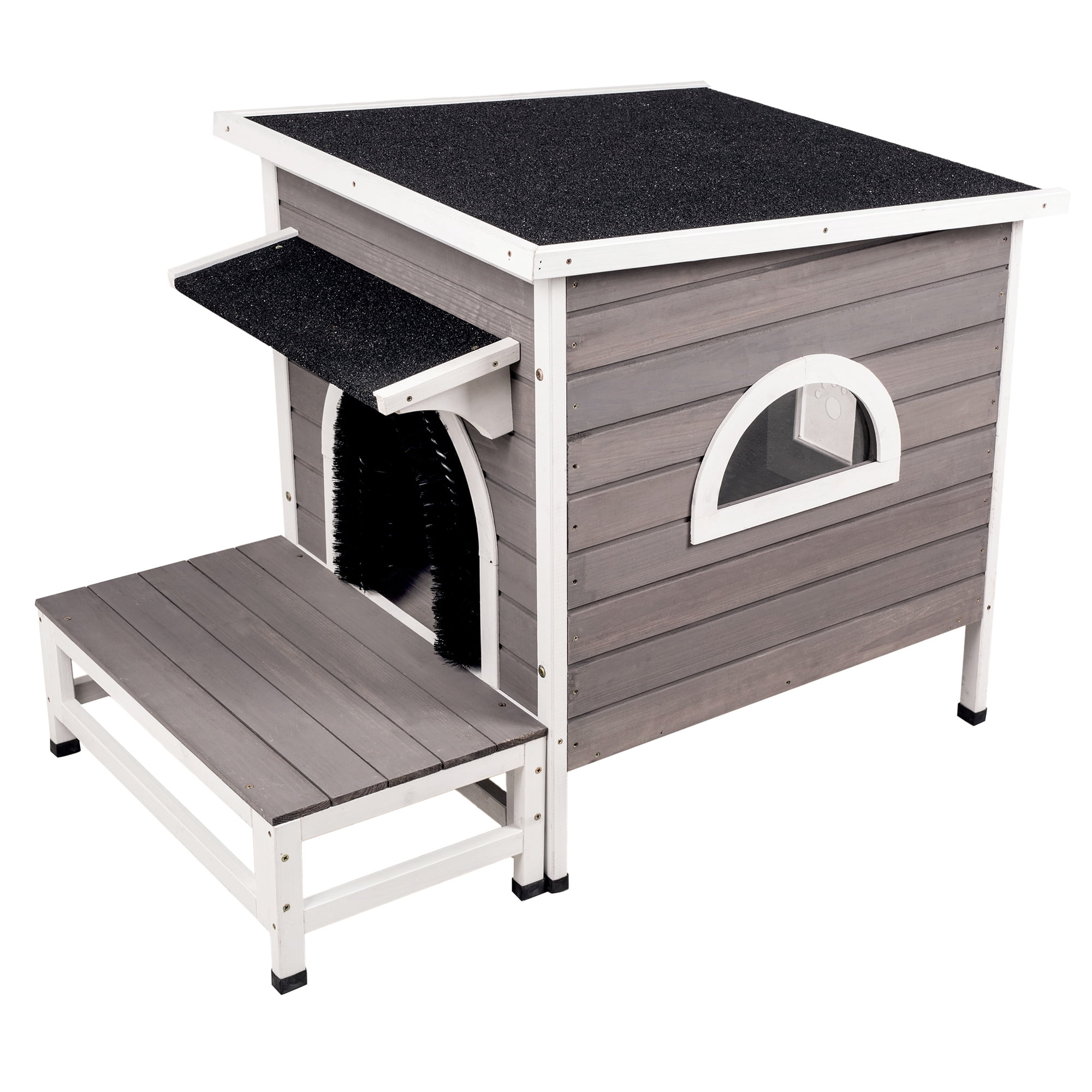 Resenkos Outdoor Cat House Wooden Kitty Shelter, Waterproof Small Animal House