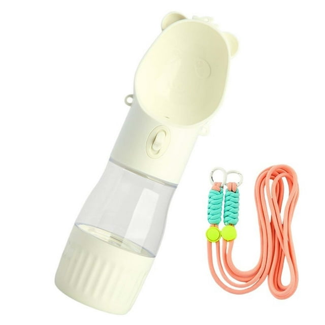 Portable 2-in-1 Dog Water Bottle & Food Dispenser with Shoulder Strap for Travel & Walking
