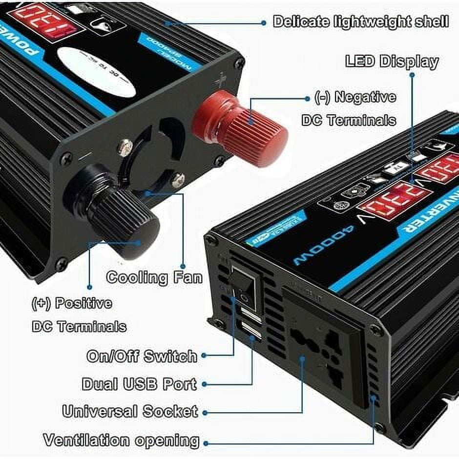 Gealach 4000W Heavy-Duty Voltage Conversion Transformer, 220V to 110V, Boost/Buck Power Converter, Dual USB, LCD Display, Circuit Breaker Protection,
