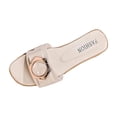 thumbnail image 4 of Eltusu Women Flat Slide Sandals, Open Toe Fashion PU Slip On Summer Shoes Beige Size 8.5, 4 of 5