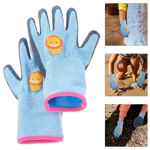 PBPBOX 1Pair Sky Blue Garden Gloves for Outdoor Work with Antipuncture and Slip Resistant Design