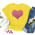 thumbnail image 2 of Ichuanyi Womens Tops, Valentine's Day Women's Casual T-Shirt Funny Heart Printed Short Sleeve O-Neck Tees Top, 2 of 4