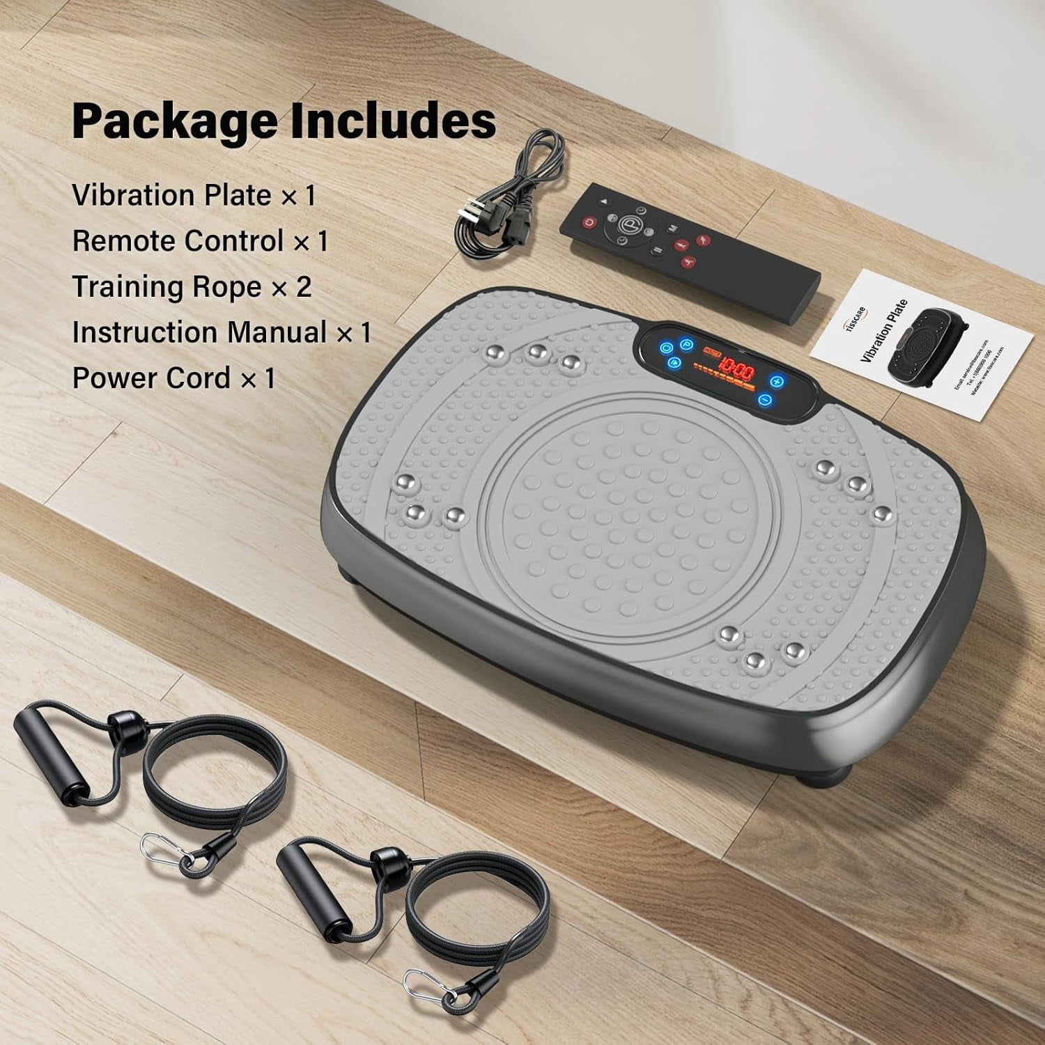 Vibration Plate Exercise Machine: TISSCARE Whole Body Workout Vibrating Platform for Home Fitness and Muscle Toning - Gray