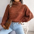 thumbnail image 4 of Suéter de punto de cuello alto de manga larga con farol de colores mixtos europeos y americanos para mujer otoño e invierno, 4 of 5