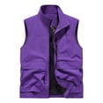 thumbnail image 3 of Men's Solid Color Sleeveless Vest Jacket Nylon Spandex Stand Up Collar Full Zip Cardigan With Multiple Pockets Lightweight Outerwear Casual Daily Travel | Zenithor,Purple XL, 3 of 9