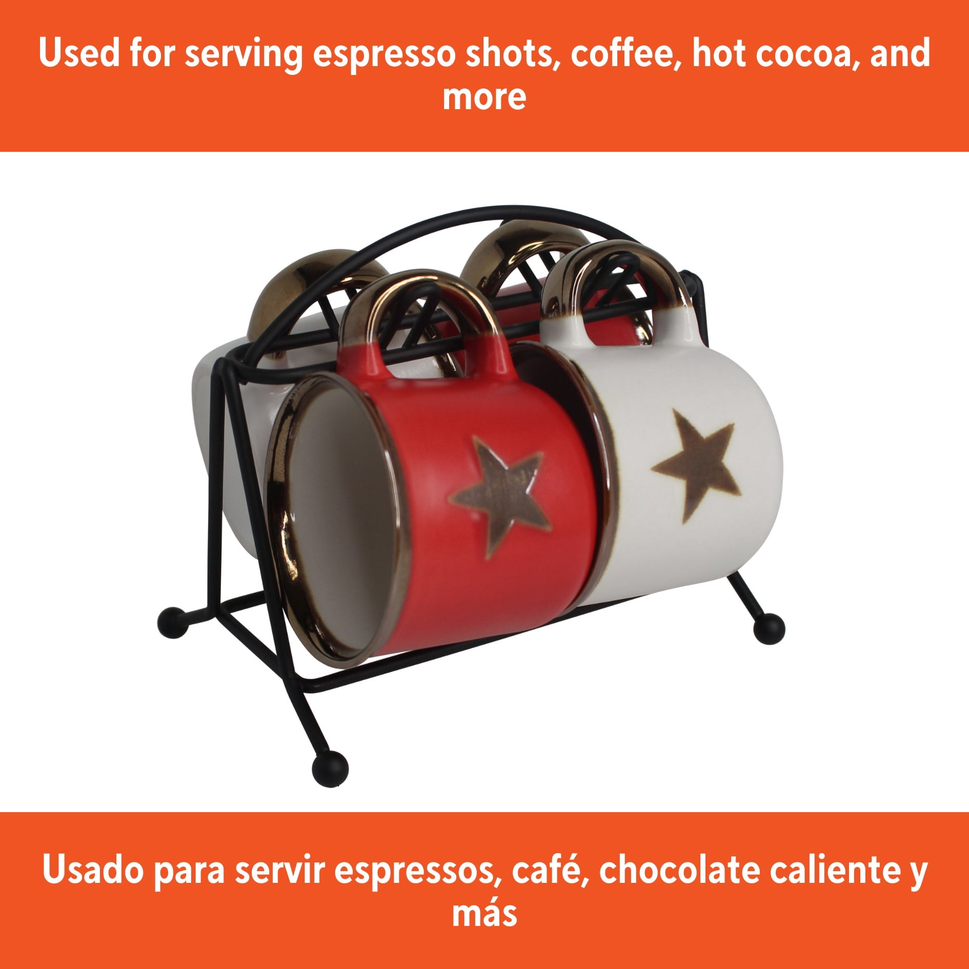 IMUSA 4 CUP RED/ WHITE START ESPRESSO CUP SET