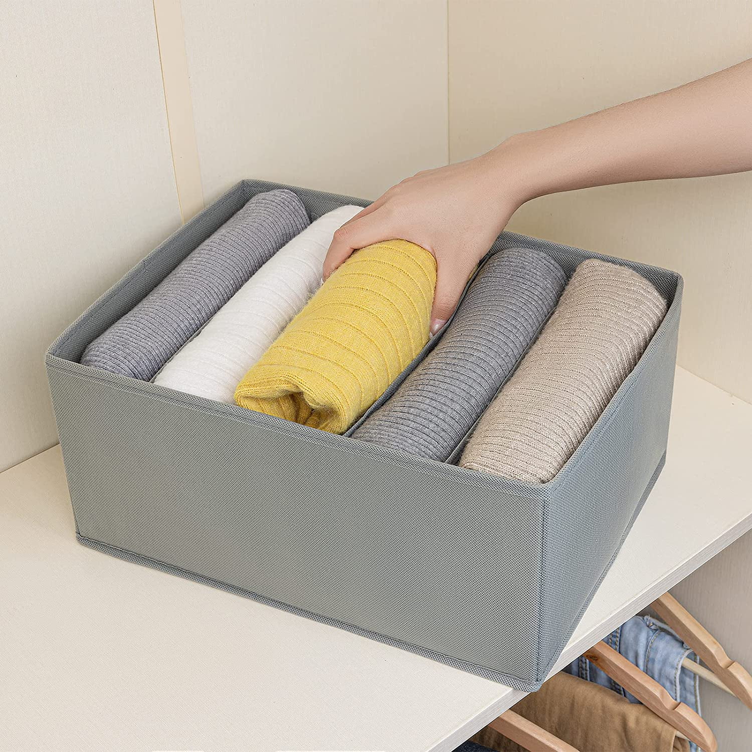 DIMJ Drawer Organizer for Clothes, Storage Bin for Jeans