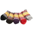thumbnail image 3 of Lovely Annie Girl's 5 Pairs Pack Fashion Plaid-Maple Leaf Wool Socks One Size 6-9, 3 of 4