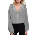 thumbnail image 7 of Mgmyaa Women's Zip Up Hoodie Long Sleeve Oversized Solid Color Fall Winter Hooded Jacket Casual Loose Fit Sweatshirt Top, 7 of 7