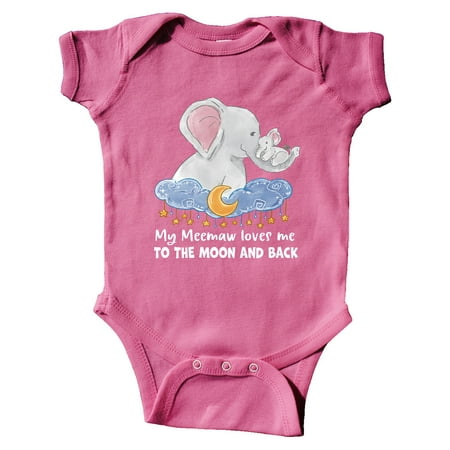 

Inktastic My Meemaw Loves me to the Moon and Back Elephant Family Gift Baby Boy or Baby Girl Bodysuit