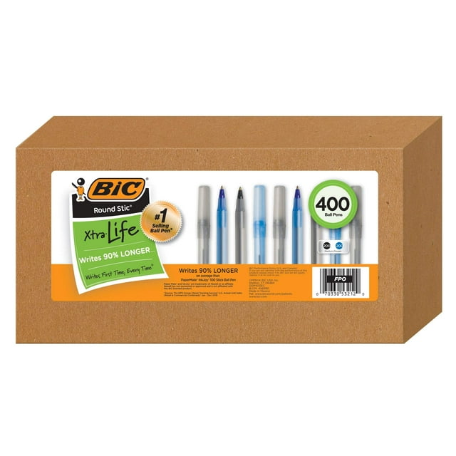 Bolígrafo BIC Round Stic Xtra Life de 1,0 mm, paquete de 400 unidades