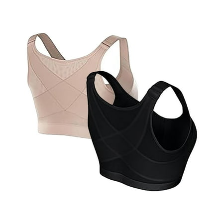 Yubnlvae Bras for Women Clearance ( Pink S-5Xl ) Forme Science Bra Posture Correcting Women s Front Closure Posture Wireless Back Support Full Coverage Sports Bra Pack of 2