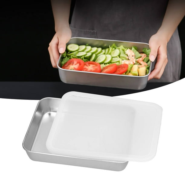 Stainless Steel Baking Tray Deep Flat Non Stick Baking Pan Food Storage Box  With Covers