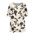 thumbnail image 5 of Uaswgudfs Plus Size Women's Short Sleeve Blouse with Relaxed Fit & Floral V-Neck for Casual SummerKhaki-A2XL, 5 of 5
