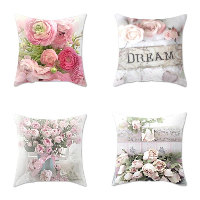 Fundas de almohada de 45 x 45 CM para juego de sofá de 2 almohadas de color rosa