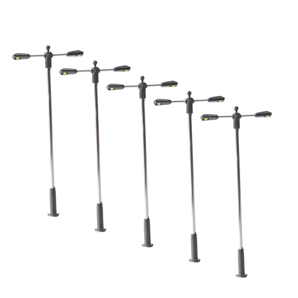 5x Mini farolas de , modelos de lámparas de jardín de hadas, simulación de luces blancas cálidas, decoraciones para casas de muñecas, lámparas de 8cm x 33cm