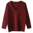 thumbnail image 4 of IROINNID Reduced Womens Sweater V-Neck Pullover Sweater Solid Color Comfy Mid-Length Long Sleeve Blouse Tops Sweater, 4 of 7