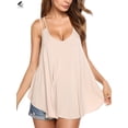 thumbnail image 3 of PULLIMORE Womens Flowy Summer Cami Tops V Neck Double Spaghetti Strap Tank Top Camisole Shirts (L, Beige), 3 of 8