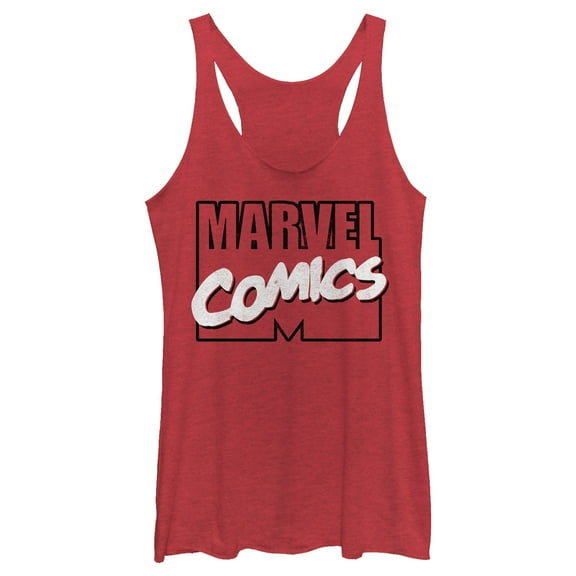Women's Marvel Iconic Comic Logo  Racerback Tank Top Red Heather 2X Large