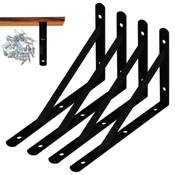 Qusenong 4 Pcs Heavy Duty Shelf Brackets Wall Mount L Steel Bracket For Floating Shelf With Screws