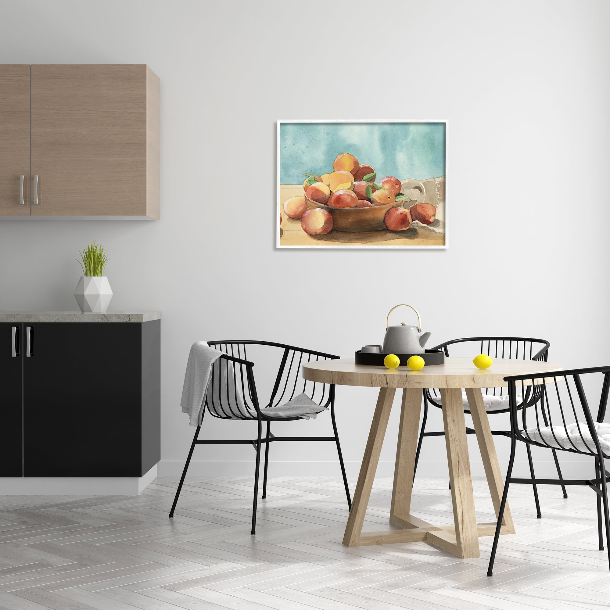 Stupell Industries Kitchen Peaches Still Life Food & Beverage Painting White Framed Art Print Wall Art, 30 x 24