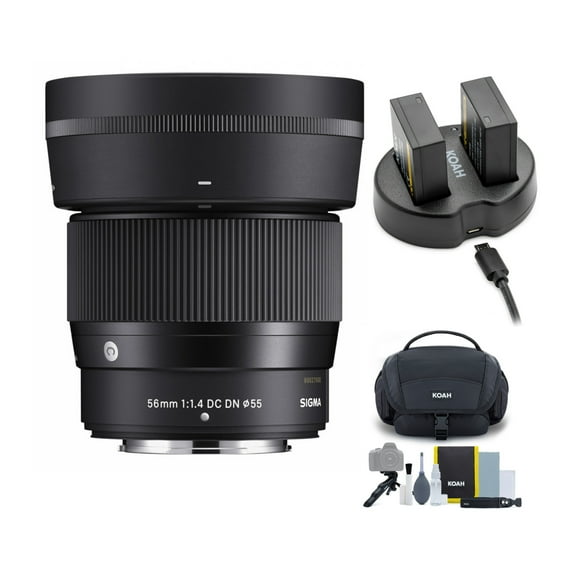 Sigma 56mm F1.4 Contemporary DC DN Lens for Fuji X Mount with Battery and Bag