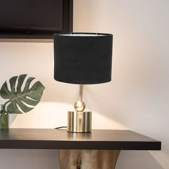 HEATSHAKING Oval Light Shade Cloth Lampshade Black 1 PCS for Study Room