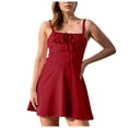thumbnail image 1 of Vestido sin mangas y sin espalda de corte A para mujer - Color liso, vestido largo de verano, poliéster, ropa informal/formal, 1 of 5