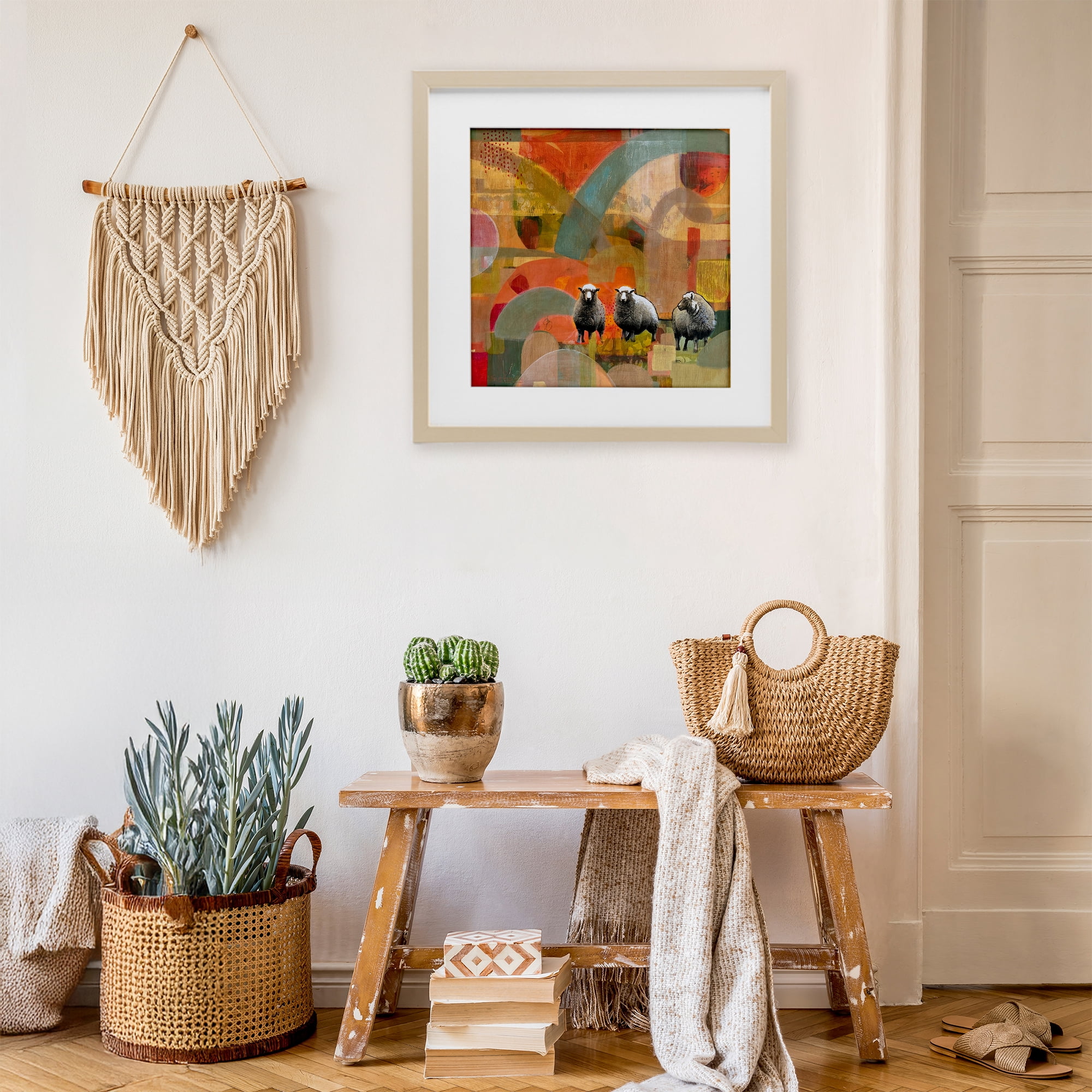 Stupell Industries Counting In My Sheep Birch Framed Print Under Glass, design by Dianna Fritzler
