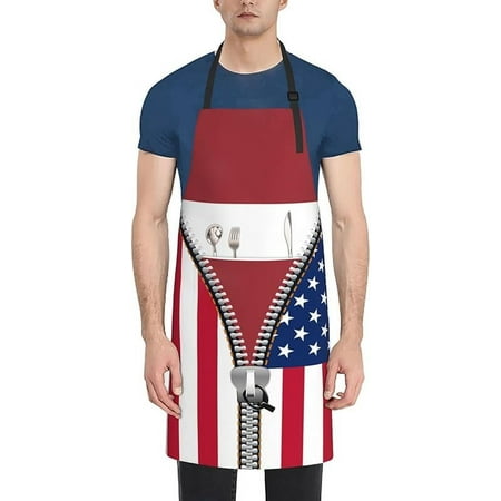 

Lebanese America Flag Apron with Pockets for Chef Men Women Painter Kitchen Cooking Baking