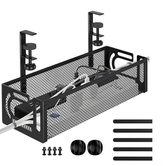 Cable Management Under Desk, Under Desk Cable Management Tray, Desk Cable Organizer,Cable Management Box,Cord Organizer