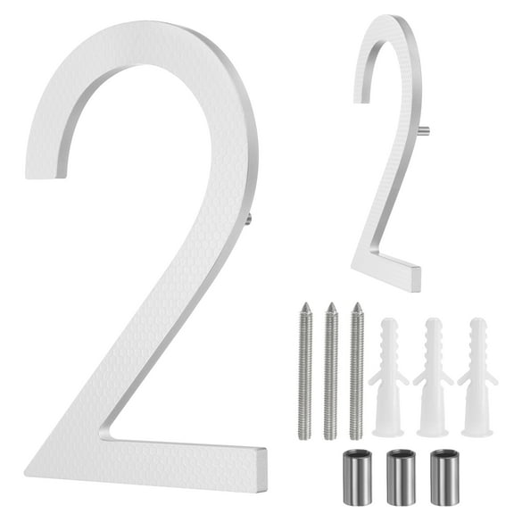 Uxcell 8" Solid Aluminum Floating House Number for Outside(Number 2, Reflective Silver)