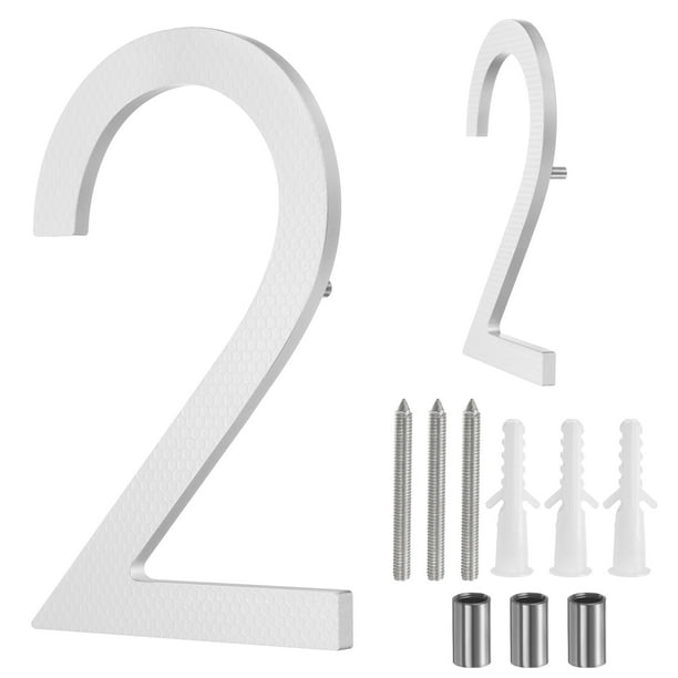 Uxcell 8" Número de Casa Sólido de Aluminio Flotante para Exterior (Número 2, Plata Reflectante)