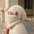 thumbnail image 6 of Lumtrix Beanie Hat For Men And Women Winter Warm Hats Knit Slouchy Thick Fleece Lined Skull Cap With Face Cover Beige One Size, 6 of 6