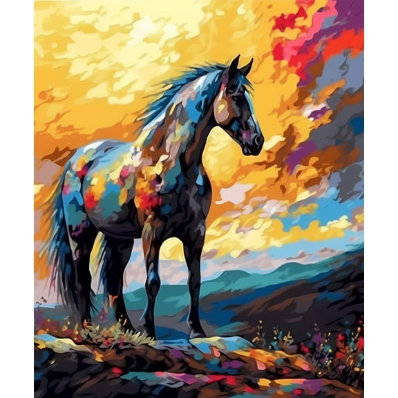 Paint by Numbers for Adults - Color Horse (4) - Acrylic Easy Paint by Numbers for Adults Beginner DIY Painting by Numbers for Gift Home Wall Decor 16”W x 20”L-