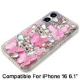 thumbnail image 3 of For iPhone 16 6.1 inch Lavished Floral Butterfly Bling Stones Hybrid Case - Purple, 3 of 3