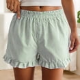 thumbnail image 2 of vigerkar Womens Boxer Shorts Y2K Ruffle 2026 Summer Spring Lounge Striped Casual Beach Pj Bottoms Pockets (Light Green, XXL）, 2 of 6