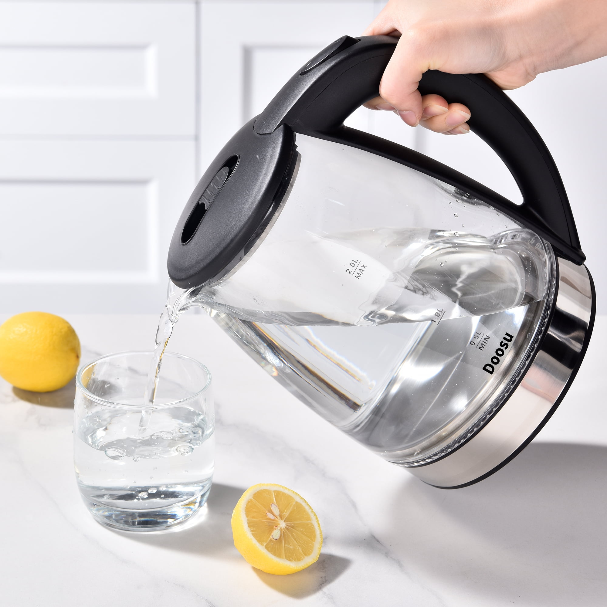 Doosu Glass Electric Kettle - 2.0L Capacity, Fast Heating, Auto Shut-Off, Easy to Clean