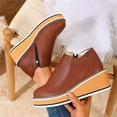 thumbnail image 2 of Dasayo Brown Womens Booties Dress Ankle Faux Leather Casual Pointed Toe Low Heel Booties Shoes Women 40, 2 of 9