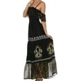 thumbnail image 4 of Sakkas Fleur De Lis Batik Jacquard Off Shoulder Crepe Hem Dress - Black / Yellow - One Size, 4 of 4