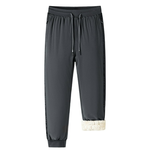 jsaierl Men's Fleece Sweatpants Winter Warm Athletic Sherpa Lined Track Joggers Pants Drawstring Elastic Waist Trousers