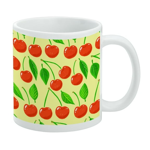 Cute Cherry Pattern Sketchy White Mug