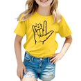 thumbnail image 1 of LUOGENLI T-Shirt pour Filles Mode Décontractée Respirant Imprimé T-Shirts pour Filles Tendance Mini Jaune 8-9 Ans, 1 of 1
