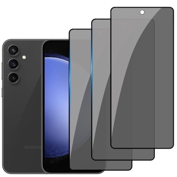3-PACK Privacy Screen Protector Compatible with Samsung Galaxy S23 FE, Anti Spy Black Tempered Glass Protective Film for Samsung S23 FE [Easy Installation] [Bubble Free] [Case Friendly]