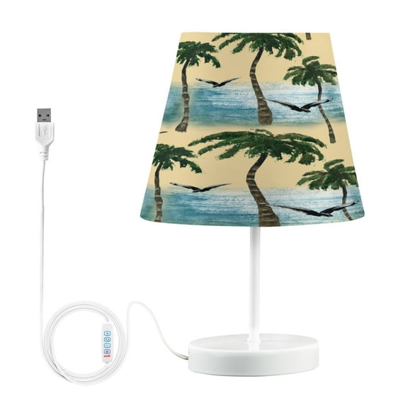 Ryvnso LED Bedside Table Lamp Watercolor Beach Palm Tree Bedroom Desk Lamps Nightstand Lampshade M