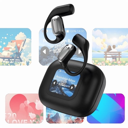 Smart TWS Bluetooth Earphones Rechargeable On-ear Headphone Touch-screen Control Painless Wearing Earphones with ENC Function